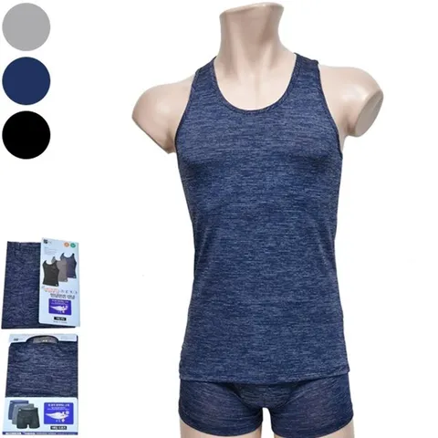 시원하고 신축성이 뛰어난 남성용 인팅 인견 런닝 드로즈 세트0192ps