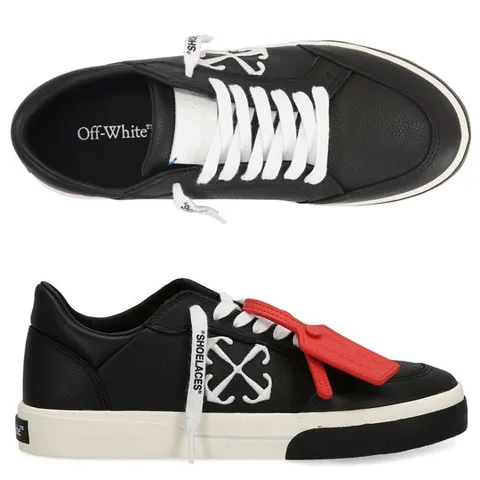 [오프화이트] 뉴 로우 불카나이즈  OMIA293C99LEA001 1001 오프화이트 집 타이 남성 가죽 스니커즈