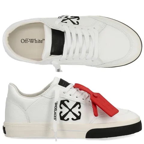 [오프화이트] 뉴 로우 불카나이즈 OMIA293C99LEA001 0110 오프화이트 집 타이 남성 가죽 스니커즈