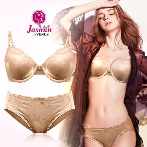 [비너스 자스민] 톤온톤 패턴 레이스 저중심 몰드 브라팬티세트 jbp2120
