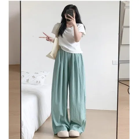 밴딩쿨 와이드 팬츠 쿨팬츠 면바지 여성 여름 통바지