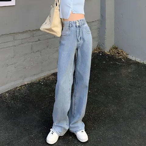 조이 세미 와이드 팬츠 세미와 여름 청바지 여성