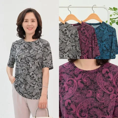 마미소 페이즐 반팔 티셔츠 국내생산 엄마옷 할머니옷 빅사이즈 4060 중년여성패션