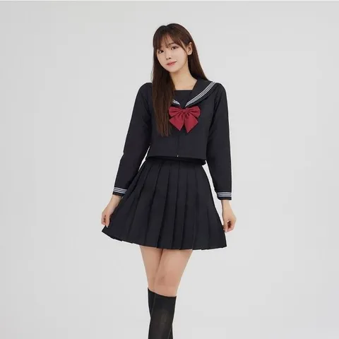 긴팔 여학생교복 스쿨룩 화이트 여자교복 세줄라 (WFK9XSJ)