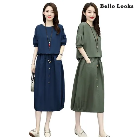 [벨로룩스]백버튼 썸머 투피스