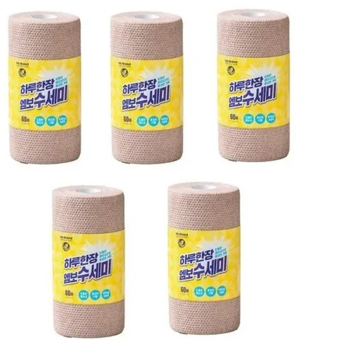 [노브랜드] 노 브랜드 압착된2겹 하루한장 엠보수세미60매x5 총300매Nobrand