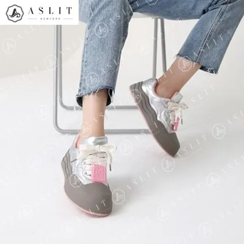 [애슬릿] 데일리 물결 굽 포인트 스니커즈 단화