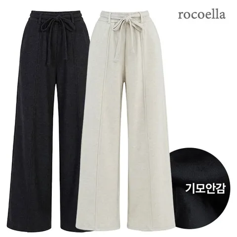 [로코엘라] 로베라 이지웨어 무드 스트랩 와이드 기모팬츠