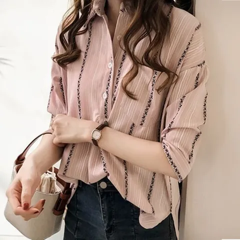 여자스프링 S/S 3/4소매 숏슬리브 귀여운 우먼 유니크 셔츠 핑크 (WFJT8FW)