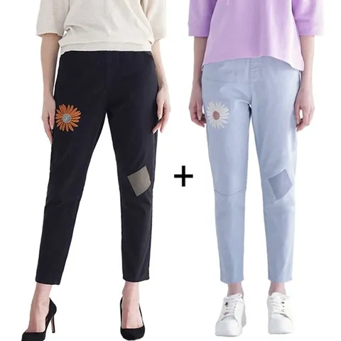 [마담코코]플라워자수면팬츠2종(블랙+라이트블루)