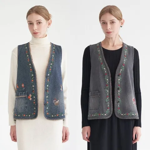 [할리마리] 자수 데님베스트 2종(런칭가59,800)