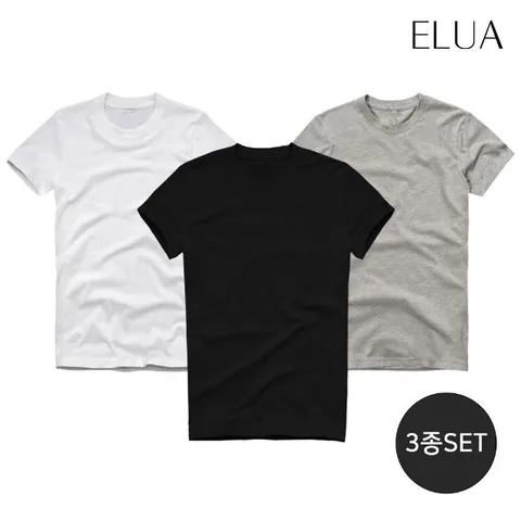 [엘루아] 공용 베이직 라운드 티셔츠 1+1+1