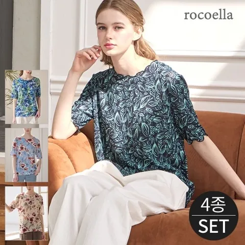 [로코엘라] 셀린드 썸머 플라워 티블라우스 4종세트