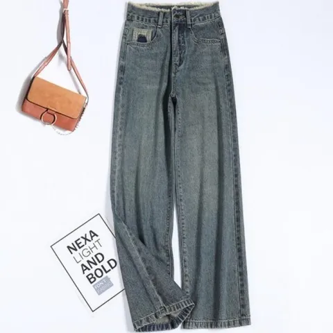 청바지 데님 일자 팬츠 여성 와이드 하이웨스트 데일리 (WFJ1LMP)