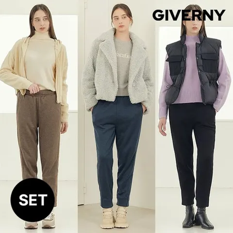 지베르니 여성 니트 기모 조거팬츠 3종세트