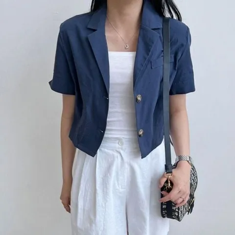 크롭 인기 여성 반팔 자켓 1P 여름 반소매 하객 오피 (WFGTTT9)