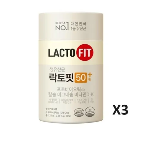 락토핏 유산균 50대+ 60포 3통 (3개월분)
