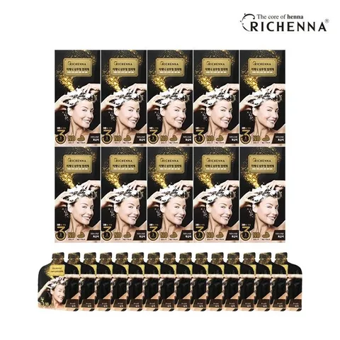 [리체나]  샴푸형 3분 염색제 전체 염색용 10박스 + 뿌리 염색용 15팩