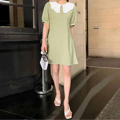 그저그녀 W0481 라인 카라 원피스