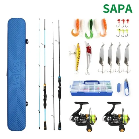 싸파 홈쇼핑 모델 4번 바다 민물 루어 낚시세트 낚시대  + 릴 + 태클박스 + 채비 + 낚시가방