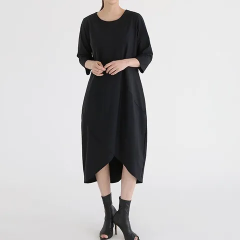 까르죠아 튤립라인 냉감 원피스 아이스 나일론 스판 블랙 시크한 모던한