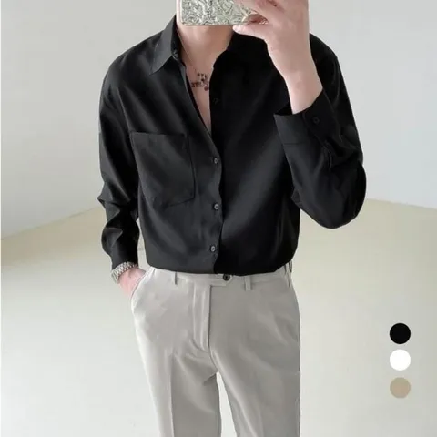 셔츠 여름 남성 반팔 티셔츠 남자 긴팔 티 반팔티 심 (WFHZ1YO)