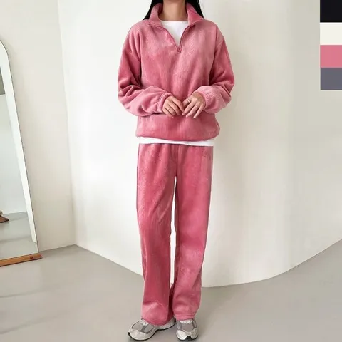 여자기모 반집업 골덴와이드상하세트 겨울트레이닝복 (WFK85YZ)