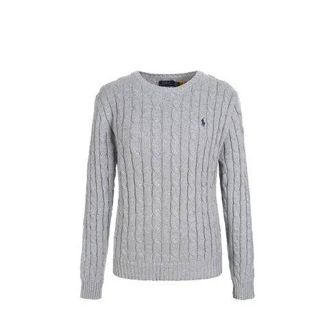 랄프로렌 폴로 여성 클래식 케이블 라운드 니트 그레이