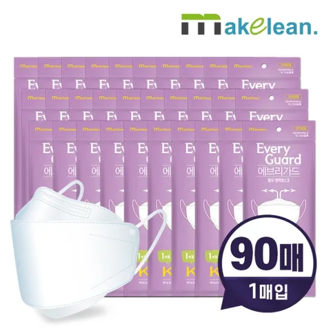 [메이클린] KF94 미세먼지 방역 황사마스크 90매/개별포장 성인용