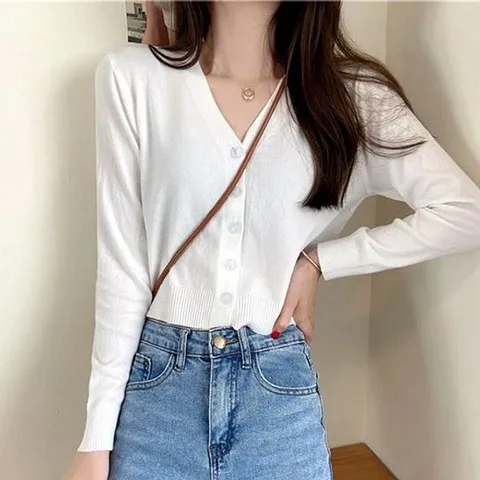 버튼 가디건 브이넥 여성 CC771 DS