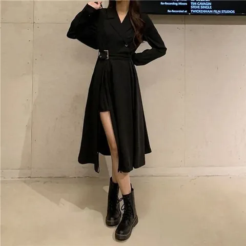 여성 롱 셔츠 원피스 레이디 벨트 끈 원피스 (WFIMAKM)