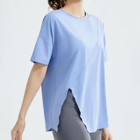 스포츠 티셔츠 여성 운동 요가 루즈핏 소프트 슬릿 (WFJZCQ8)