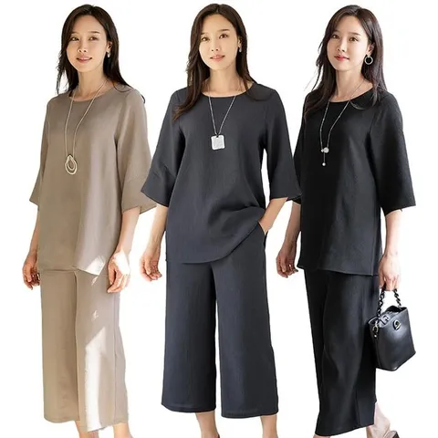 마담4060 썸머 쿨링 풍기인견 반팔 팬츠 세트