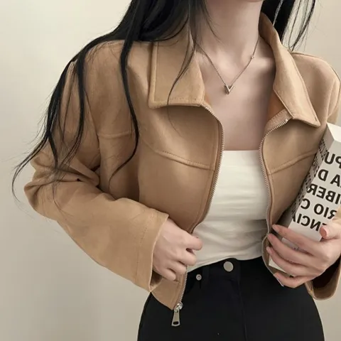 가을자켓 여성 크롭 스웨이드 집업 자켓 1P 봄가을 데일리 재킷