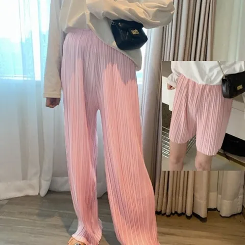 하이웨스트 플리츠 팬츠 반바지 긴바지 세트/3컬러