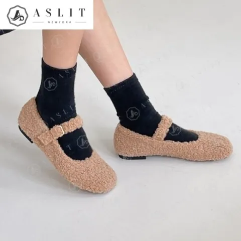 [애슬릿] 뽀글이 메리제인 여성 플랫 슈즈 구두 단화