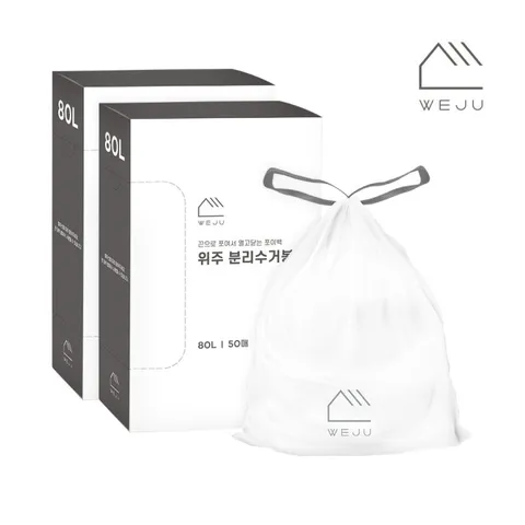 [위주]끈으로 쪼이는 쪼이백 분리수거 비닐봉투 80L 50매 2개