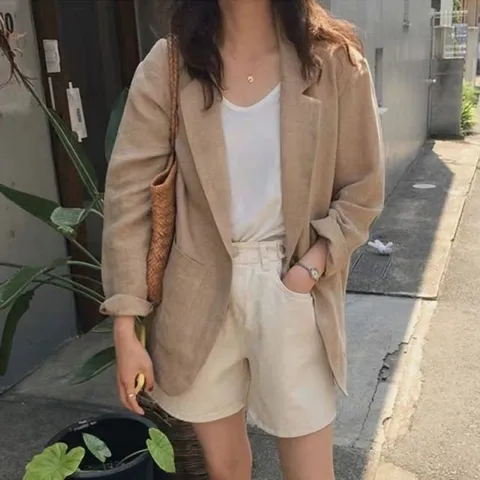 린넨 내추럴 추천 루즈핏 자켓 꾸안꾸 마자켓 여름자 (WFHMU55)