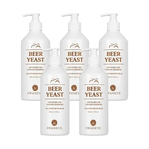 스와니브 맥주효모 탈모완화 쿨링샴푸 500ml 5통 대용량 탈모 샴푸