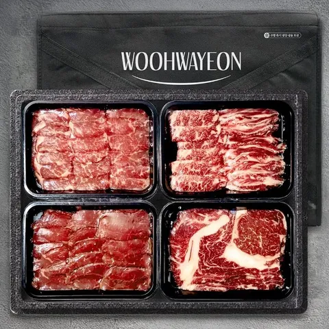 TV반영! 우화연 1++ 투쁠 최고급 한우 선물세트(1++한우 [특수부위] 2번 세트)