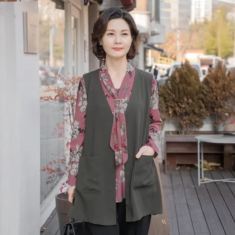 [마담4060] 블라우스+조끼세트 2종세트