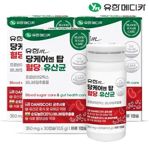 [유한메디카] 당케어 엔 탑 혈당 유산균 30캡슐x3개(3개월분)