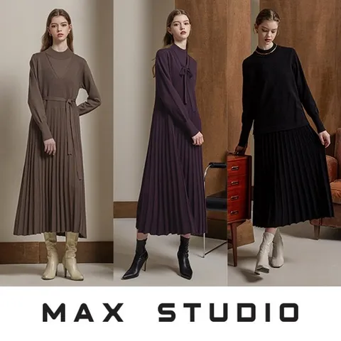 [막스스튜디오] 원피스+모크넥 세트 3종택1