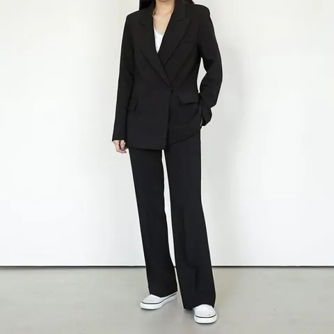더블 자켓 일자 슬랙스 투피스 정장 슈트 셋업 세트