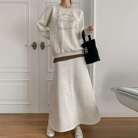 어텀 맨투맨 스커트 세트 여자 여성 가을 투피스 코디 SET 2종 상하의