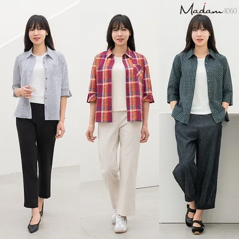 26SS 마담4060 선염체크 시어서커 셔츠 자켓 3종