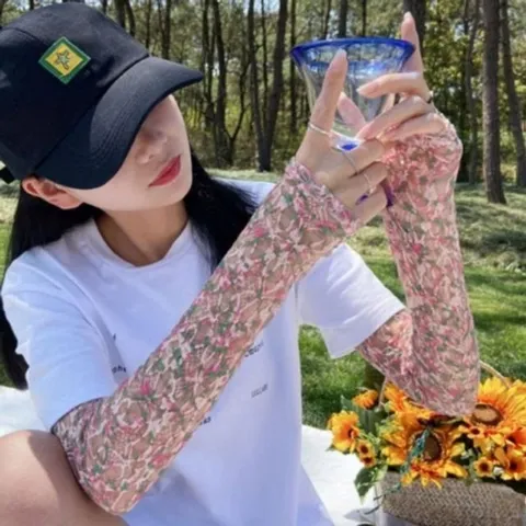여성 여름 데일리 등산 낚시 클래식 꽃무늬 시스루 팔 (WFHWOTV)