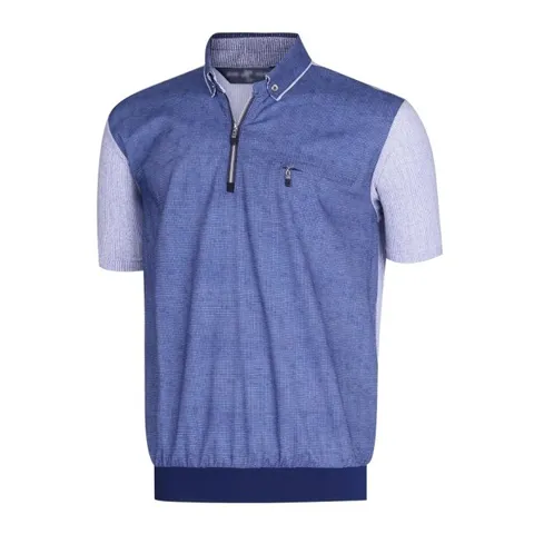 남성 골프웨어 집업 반팔 카라 티셔츠 YD-KAHG-394-네이비