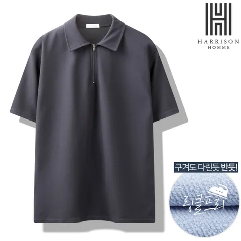 [해리슨] 버블 반지퍼 카라 반팔티 LWD1106