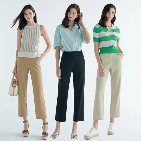 [바이유] 여성 9부 세미와이드 쿨팬츠 3종세트_PW9W